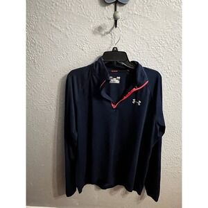 Under Armour Sweater Mens Size Large Navy Blue HeatGear Run 1/4 Zip